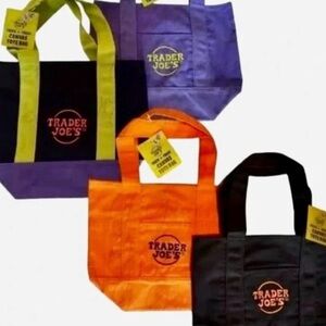 Trader Joe's Mini Tote Bag Canvas Halloween Fall Limited Edition Set of 4 NWT